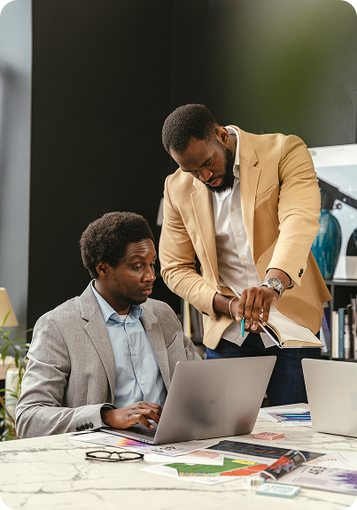Professional business meeting with diverse team around conference table